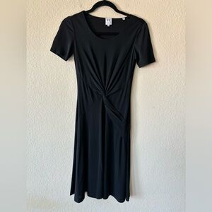 HALSTON HERITAGE Black Jersey Short Sleeve Dress w/ Twist‎ Detail, XXS